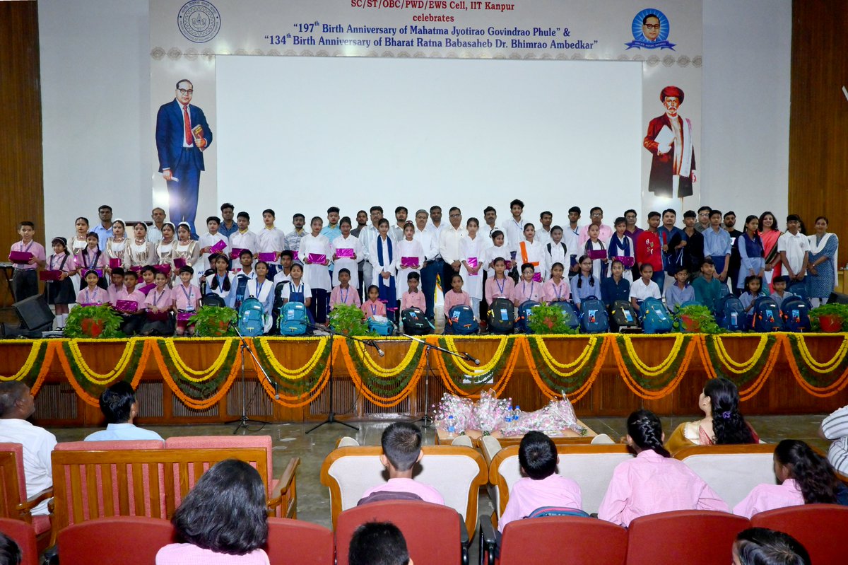 IITKanpur's tweet photo. The #134th birth anniversary of Bharat Ratna Dr. Bhimrao Ambedkar and the #197th birth anniversary of Mahatma Jyotirao Govindrao Phule were jointly celebrated at IIT Kanpur with great enthusiasm. The event featured vibrant cultural performances, inspiring speeches, and a prize distribution ceremony for the winners of drawing and GK competitions held for school children.
The celebration was organized by the SC/ST/OBC/PWD/EWS Cell, IIT Kanpur. Prof. Manindra Agrawal, Director of IIT Kanpur graced the occasion as the Chief Guest. The Deputy Director, Registrar, and Liaison Officer of IIT Kanpur attended the event as Guests of Honour.
#BirthAnniversaryCelebrations #culturalperformances #inspiringspeeches #prizedistribution #AmbedkarJayanti #govindraophule