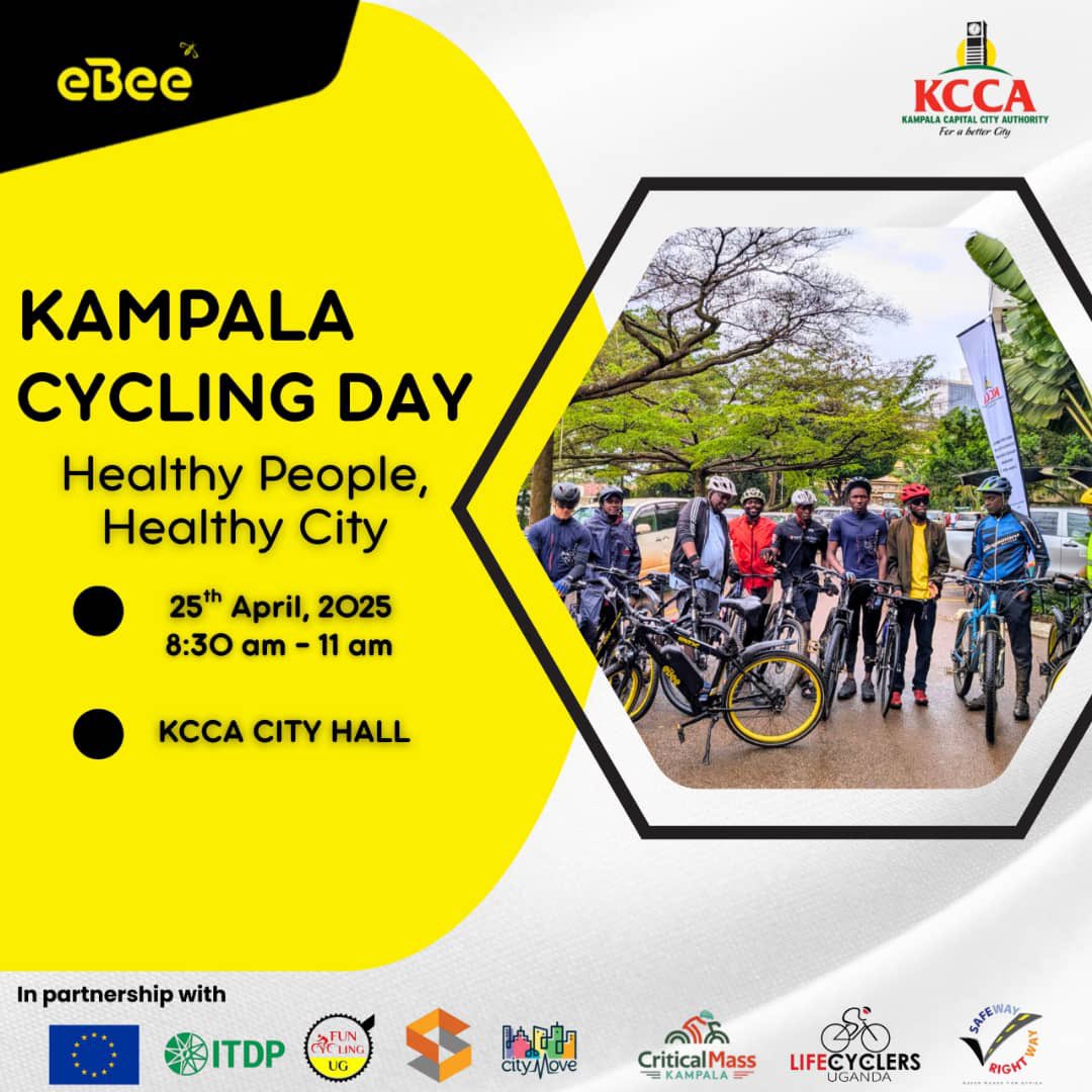 Mark your calendars, April 25th for #KampalaCyclingDay  
Ditch traffic, enjoy the ride, and connect with your community. Let's ride together for a healthier Kampala City #SafeCyclingLanes
