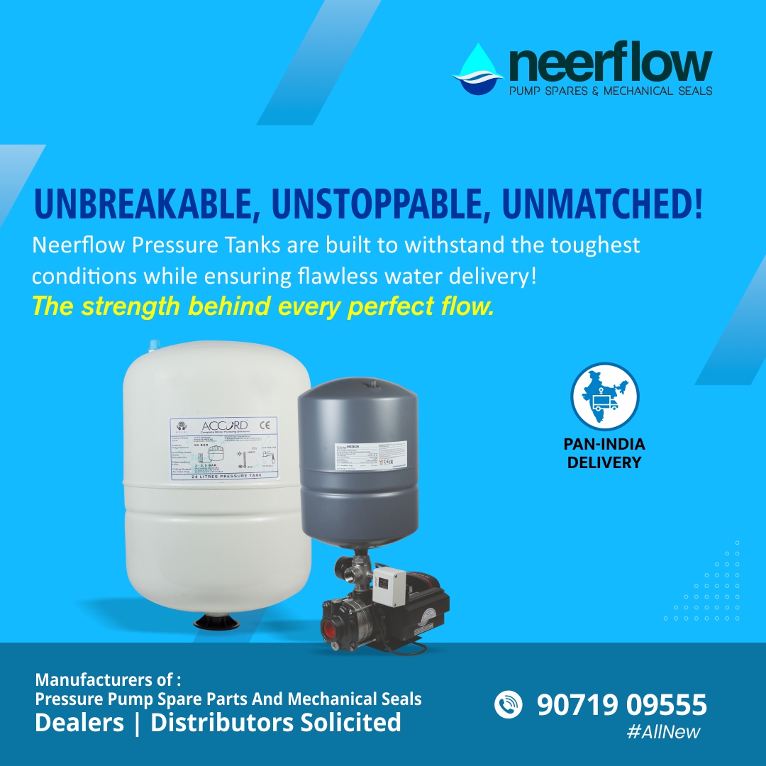 Neer_flow's tweet image. Neerflow Pressure Tanks are built to withstand the toughest conditions while ensuring flawless water delivery!
The strength behind every perfect flow.
Visit us at:
🌐 neerflow.com
#pressuretank #highpressuretank #spareparts #spare #submersiblespareparts #pumpspareparts