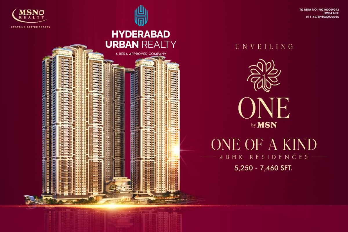 HydUrbanRealty's tweet photo. #MSNRealty #Neopolis One of a Kind
4 BHK Residences
Hyderabad Urban Realty| Hyderabad Real Estate https://t.co/ryijdNijEh