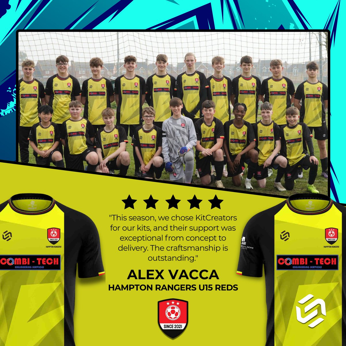Massive thanks to Hampton Rangers U15 Reds for the kind words 🙌 Proud to support such a top team ⚽❤️ Big shoutout to Boston Builders for the generous sponsorship 🏗️ and Willow Florence Photography for the brilliant shots 📸 This is what it’s all about 👊