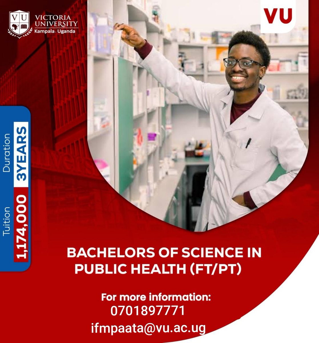 ivanmpaata's tweet photo. Join the fight for healthier communities! Pursue a BSc in Public Health @VUKampala! Prevent disease, promote health & shape policies. Apply for March intake: ifmpaata@vu.ac.ug or +256 701 897 771 #PublicHealth #VictoriaUniversity #MarchIntake
@ReachDrMuganga @MinofHealthUG https://t.co/1g1X4b0iRo