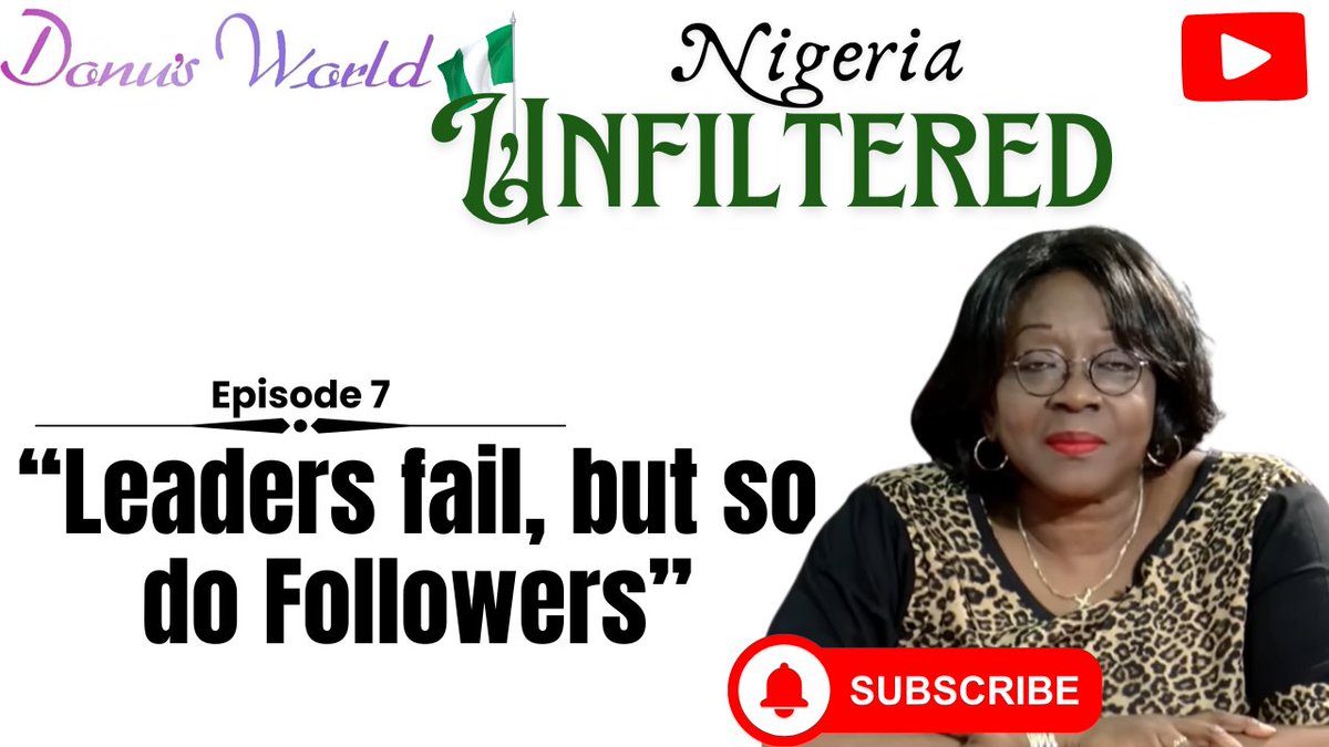 DONUKOGBARA's tweet image. LEADERS FAIL, BUT SO DO FOLLOWERS
youtu.be/VkYCX5HYvP8 
Today i say that followers must take some responsibility for the many failures of Nigeria toxic leaders.

#LeadersAndFollowers #WeAreTheSystem #FollowershipMatters #BlameGameNigeria
#AccountabilityForAll