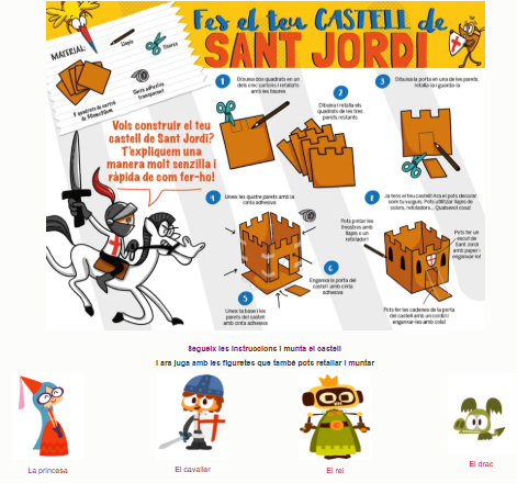 Fes el teu 🏰castell de Sant Jordi
T'expliquem una manera molt senzilla i ràpida de com fer-ho. Juga amb les 👸⚔️👑🐲figuretes que també pots retallar i muntar.
📌genius.diba.cat/ca/santjordi/f…
#PortalGènius