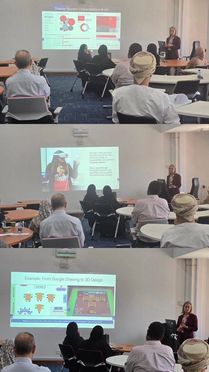 CETL_SQU (@cetl6) on Twitter photo We were honored to host Dr. Susie Gronseth from <a href="/UHouston/">University of Houston</a> for a powerful workshop:
"Smart Design, Stronger Outcomes: Leveraging Technology for Diverse Learner Success" 💡
An inspiring session on inclusive tech-driven learning!
#EdTech #InclusiveEducation #SQU We were honored to host Dr. Susie Gronseth from <a href="/UHouston/">University of Houston</a> for a powerful workshop:
"Smart Design, Stronger Outcomes: Leveraging Technology for Diverse Learner Success" 💡
An inspiring session on inclusive tech-driven learning!
#EdTech #InclusiveEducation #SQU