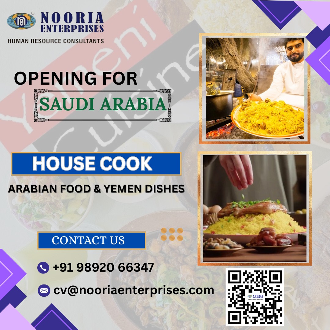MarketingN70742's tweet image. ✈️ Opening for KSA ✈️

🎯 Position
✅ House Cook
(Arabian Food and Yemeni Dishes)

Knowledge in
☎️+91 9892066347
📨 cv@nooriaenterprises.com

#housecook #housecooking #housecookies #arabian #arabiancook #arabianfood #yemenidishes #yemeni #saudivacancy