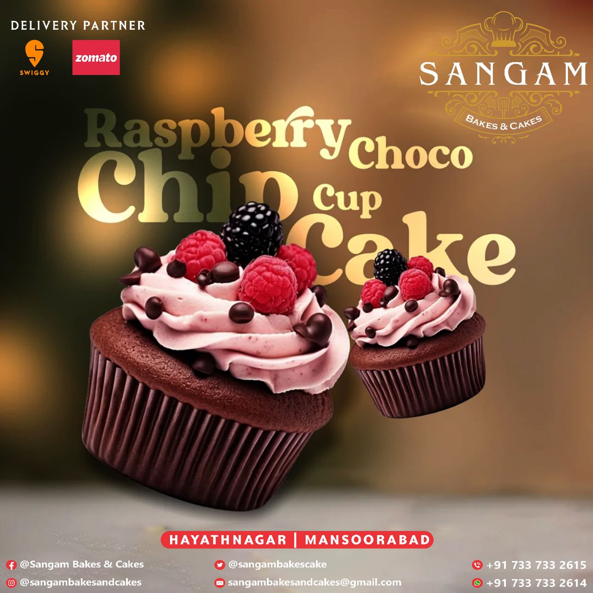 sangambakescake's tweet image. 🧁🍫 Raspberry Choco Chip Cupcakes – A Bite of Bliss!

#raspberrycupcakes #chocochip #sangambakesandcakes #cupcakedreams #hayathnagardesserts #bakingjoy #sweetfix #fruityandtasty #cupcakelover #dessertvibes #freshbakesdaily #foodiecravings #berrysweet #sangamgroup #hayathnagar