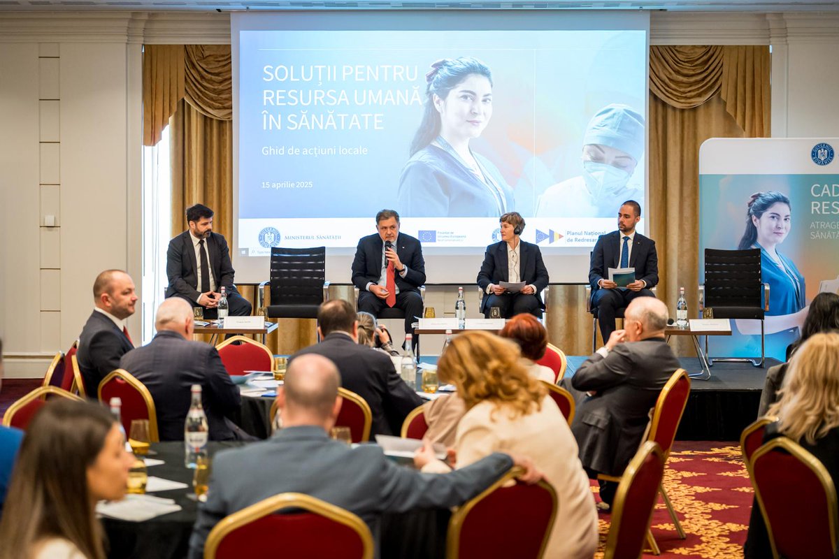 WHO_Romania's tweet photo. 🇷🇴MoH launched for consultation w/local experts the Guideline for Good Practices for the Attraction&amp; Retention of Healthcare Workers-important milestone for Romania's efforts to ensure HWF👩‍⚕️👨‍⚕️retention. Technical assistance by @WHO_Europe&amp; @WHO_Romania as part of #NRRP in #Health https://t.co/lJT4Vy7tw3