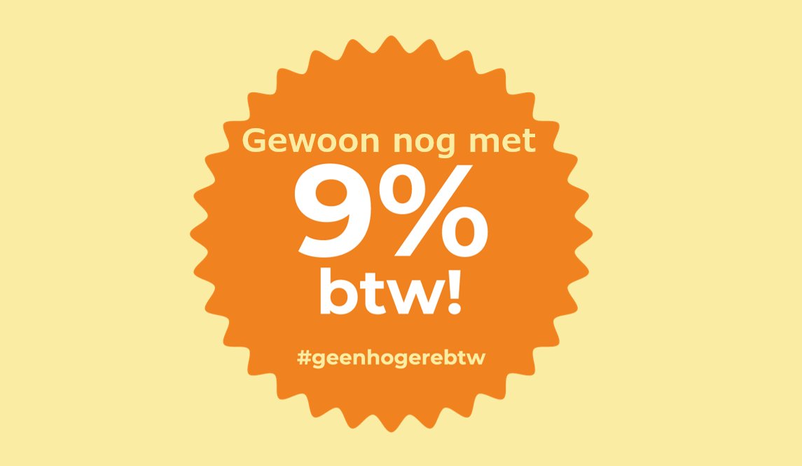 Het kabinet heeft aangekondigd dat de btw 9% blijft voor cultuur, boeken, media, sport en evenementen. kunsten92.nl/kabinet-komt-b…