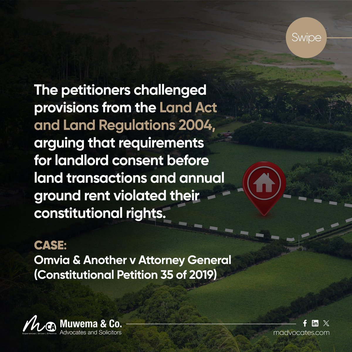 MuwemaLaw's tweet image. The Constitutional Court of Uganda recently held that requiring tenants by occupancy to seek landlord consent before land transactions is NOT unconstitutional — dismissing claims of discrimination & property rights violations.
Learn More: bit.ly/4jqVWFL