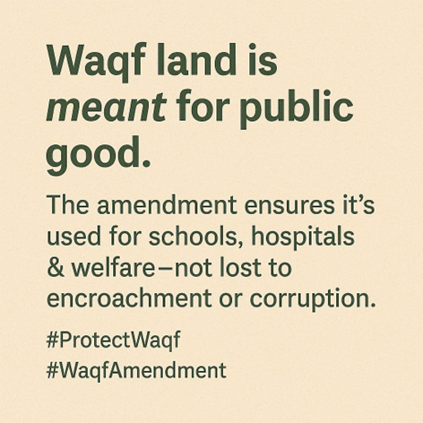 Waqf land is meant for public good. The amendment ensures it's used for schools, hospitals &amp; welfare - not lost to encroachment or corruption.  #WaqfAmendmentAct #eknayiUMEED