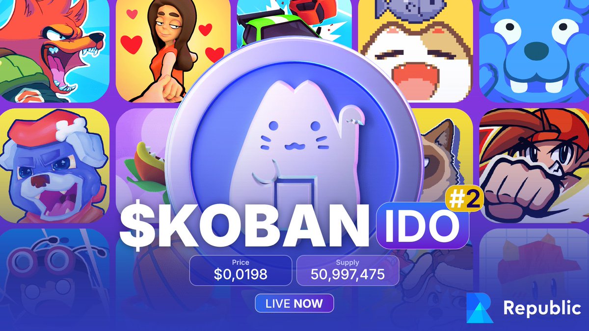 🎯 Round 2 Incoming: $KOBAN IDO LIVE on @JoinRepublic!
The second part of our launch is here, open to ALL. ⚔️

💸 Price: $0.0198 (10% OFF from TGE)
⏳ Closes April 18th – don’t blink
📍 Republic.com/lucky-kat

No barriers. Just first-come, first-served $KOBAN for all.

🧵 Full