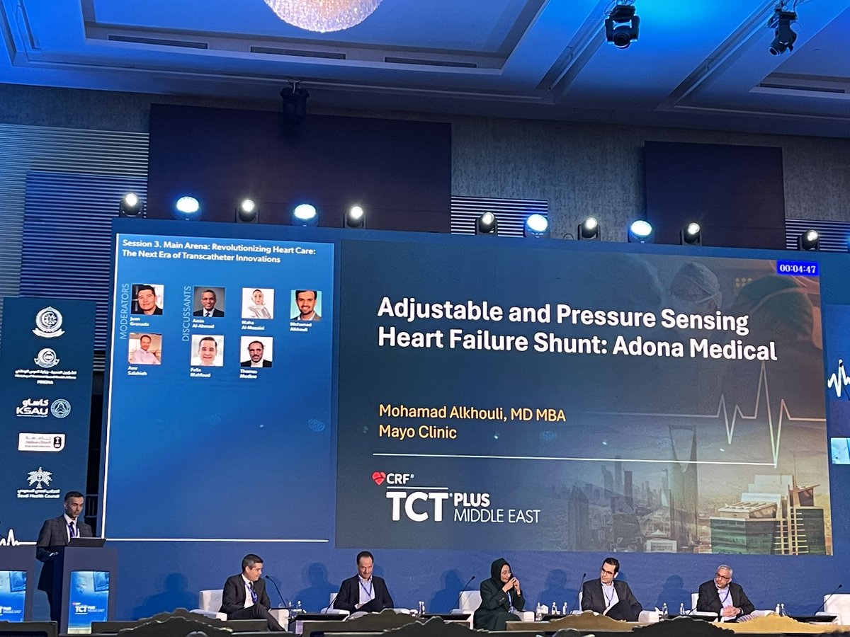 Our own <a href="/adnanalkhouli/">Mohamad Alkhouli</a> presenting at TCT Middle East in Riyadh, Saudi Arabia on the early experience with Adona device. <a href="/MayoClinicCV/">Mayo Clinic CV</a> <a href="/MayoCVFellows/">Mayo Clinic Rochester Cardiology Fellows</a> <a href="/TCT_ME_/">TCTME+</a>