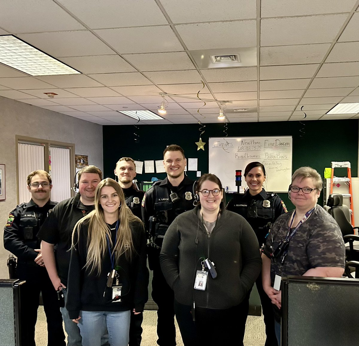 Lacrossepolice's tweet photo. Night shift showed their appreciation for La Crosse County dispatch by taking some goodies over to celebrate National Telecommunicators week! #thankadispatcher #911 #LCPD https://t.co/V9B3ViqQaU