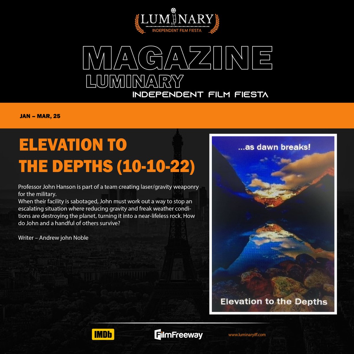 Introducing the Luminary Magazine!

Dive into exclusive interviews, behind-the-scenes stories, filmmaker spotlights, and everything you love about cinema. Celebrate the magic of films with us in every issue!

#FilmMagazine #CinemaMagic #Filmmakers #FilmFestival #IndieFilm