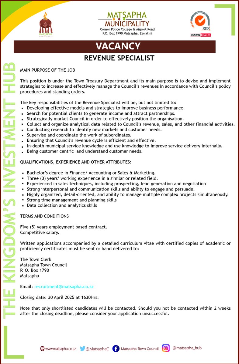 [Vacancy Advert] #TheKingdomsInvestmentHub