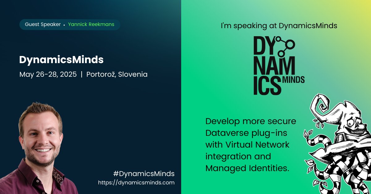 Qubix (@qubix365) on Twitter photo 🔐 Secure by design, that’s how we roll at Qubix.
Our colleague <a href="/YannickReekmans/">Yannick Reekmans</a> is heading to the <a href="/dynamicsminds/">DynamicsMinds</a> conference to share his deep technical expertise on securing Dataverse plug-ins.
#PowerPlatform #ManagedIdentity #TechTalk #SecureByDesign #PowerPlatform #Qubix 🔐 Secure by design, that’s how we roll at Qubix.
Our colleague <a href="/YannickReekmans/">Yannick Reekmans</a> is heading to the <a href="/dynamicsminds/">DynamicsMinds</a> conference to share his deep technical expertise on securing Dataverse plug-ins.
#PowerPlatform #ManagedIdentity #TechTalk #SecureByDesign #PowerPlatform #Qubix
