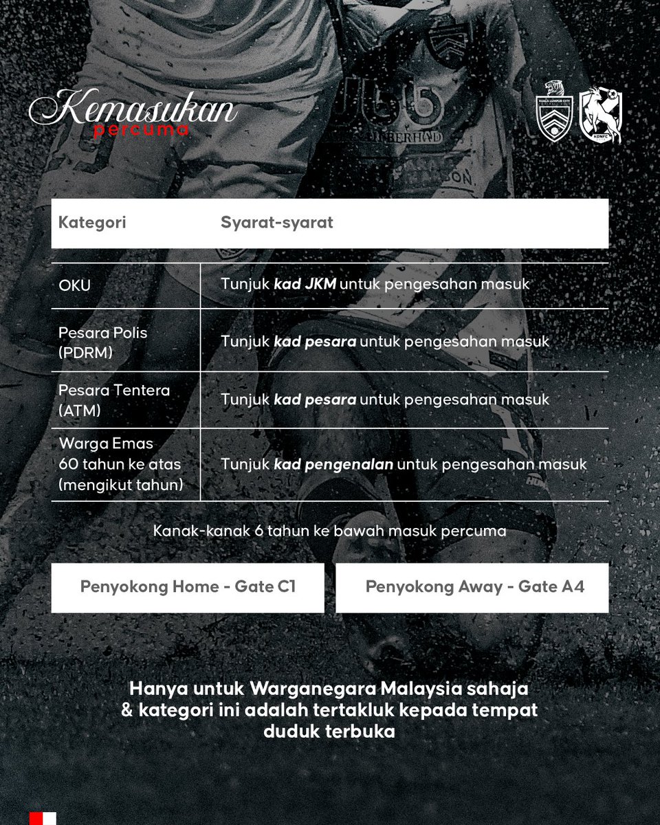 KLCityFootball's tweet photo. 𝐔𝐩 𝐍𝐞𝐱𝐭 : 𝐎𝐮𝐫 𝐥𝐚𝐬𝐭 𝐡𝐨𝐦𝐞 𝐠𝐚𝐦𝐞 𝐨𝐟 𝐭𝐡𝐞 𝐬𝐞𝐚𝐬𝐨𝐧! 𝐋𝐈𝐆𝐀 𝐒𝐔𝐏𝐄𝐑 𝐌𝐀𝐋𝐀𝐘𝐒𝐈𝐀 2024/2025 🔴⚪️

⚽️ KL City FC v Kelantan DN
🗓 20 April 2025
⏱ 9pm
🏟 Stadium Bolasepak Kuala Lumpur https://t.co/KxxbX97be1