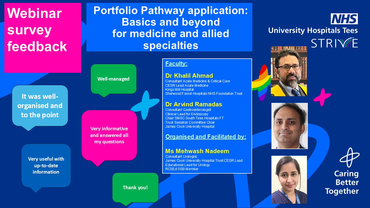 STRIVEPostgrad (@steespged) on Twitter photo THANK YOU to presenters at a recent webinar organised by Trust CESR lead, Ms.<a href="/Mehwash_Nadeem/">Mehwash Nadeem</a>, for Portfolio Pathway(CESR) applicants and trainers in medicine and allied specialties.
50 delegates received valuable tips and information on the Portfolio Pathway process.#CESR #MedEd THANK YOU to presenters at a recent webinar organised by Trust CESR lead, Ms.<a href="/Mehwash_Nadeem/">Mehwash Nadeem</a>, for Portfolio Pathway(CESR) applicants and trainers in medicine and allied specialties.
50 delegates received valuable tips and information on the Portfolio Pathway process.#CESR #MedEd