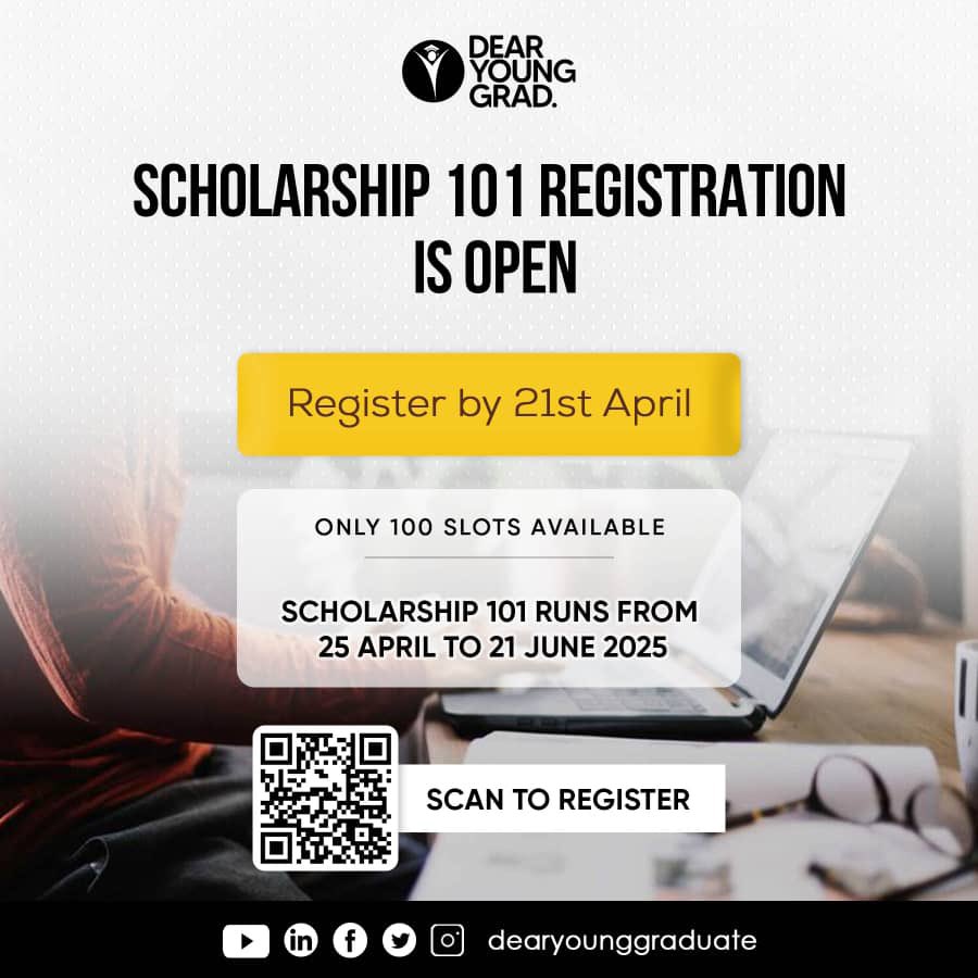 If you don’t get a scholarship after  Scholarship 101 organised by <a href="/Dearyounggrad/">Dearyounggraduate</a> then we have to look into your family. 
Whaaaattttt!!!!

Sessions are absolutely FREE

Link to register:
forms.gle/ZXuBnYiRBk7uTh…