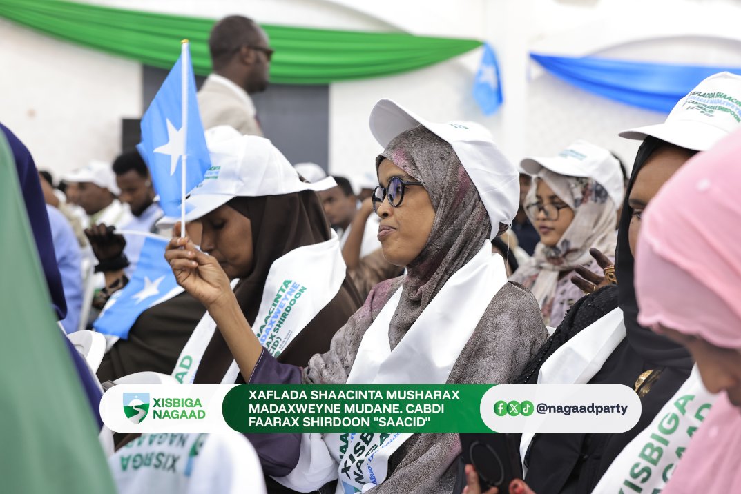 nagaadparty's tweet photo. Xafladda shaacinta Musharrax Madaxweyne Cabdi Faarax Shirdoon “Saacid” si rasmi ah ayey inoogu furantay! Waa billowga rajo cusub, hoggaan cusub iyo mustaqbal cusub oo Soomaaliya u horseeda nabad, cadaalad iyo horumar. #MasoIyoMidnimo https://t.co/M2RTGGT18F