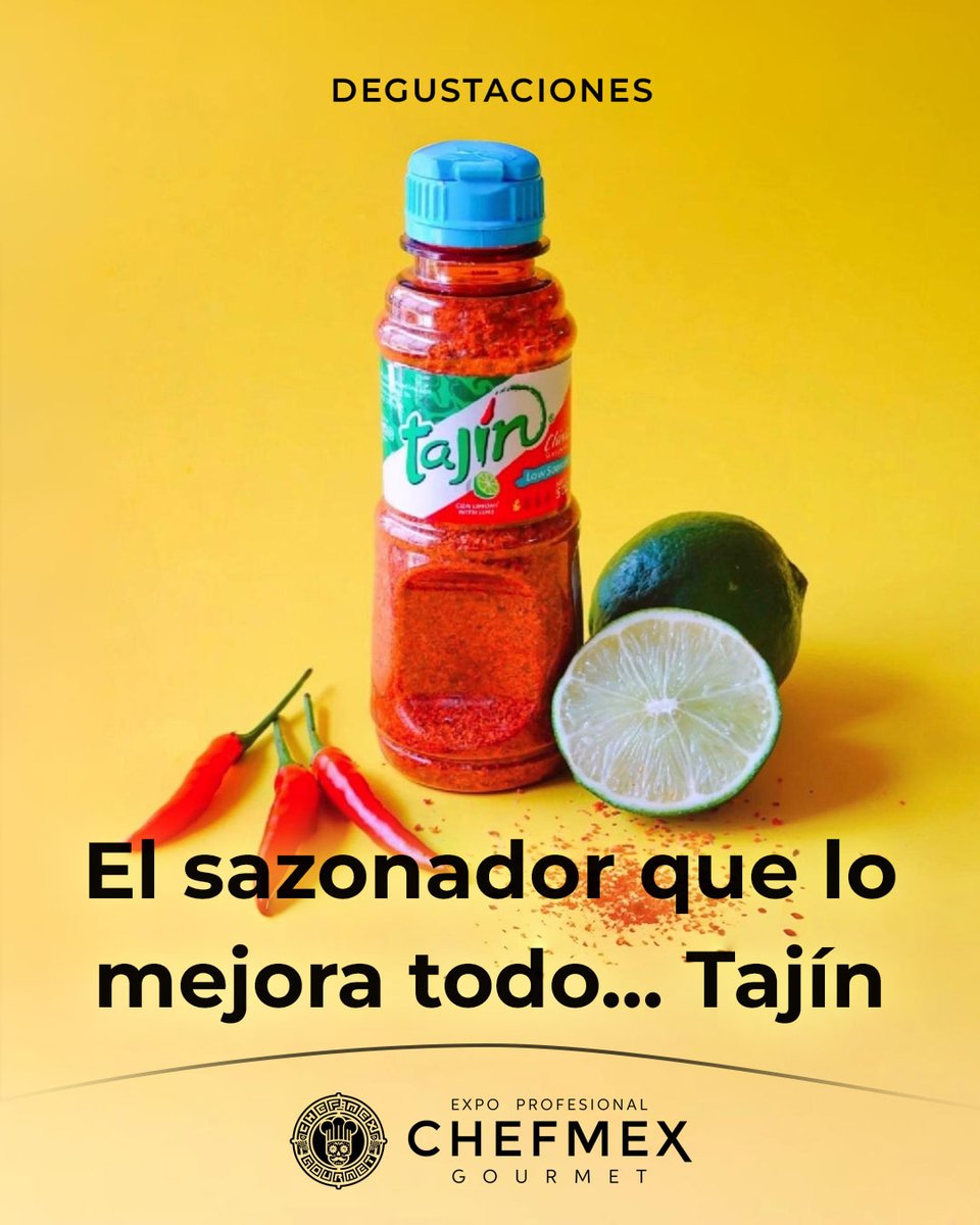 expochefmex Durante #ExpoChefmex, podrás disfrutar
de una degustación de Tajín, en la que exploraremos su versatilidad y formas innovadoras de incorporarlo en la cocina.

📅10 de mayo
🕚12:00 a 13:00
📍 Fundación Casa de México en Españ

🎫 Gratis en expochefmex.es!