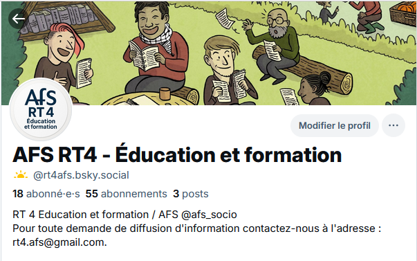 🎉 Le RT4 déménage sur Bluesky !  

📩Pour nous ajouter : @rt4afs.bsky.social

🔵 Retrouvez sur Bluesky nos actualités, activités au congrès, appels à  communications et autres annonces autour de l'éducation et la formation.    

#Sociologie #Éducation #Formation #RT4