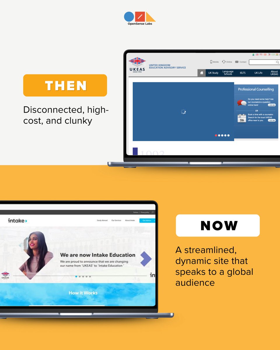 OpenSenseLabs's tweet image. 9 disconnected websites — that was Intake Education 2.5 years ago.
We helped unify it into one streamlined #Drupal9 platform, just before their acquisition by IDP.
Swipe to see how this #digitaltransformation set the stage for their #nextchapter.
#OSL #CaseStudy #EdTech