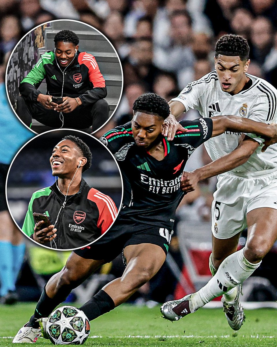 This was Myles Lewis-Skelly before Arsenal's biggest game of the season at the Bernabéu.  

Unfazed 🤷‍♂️