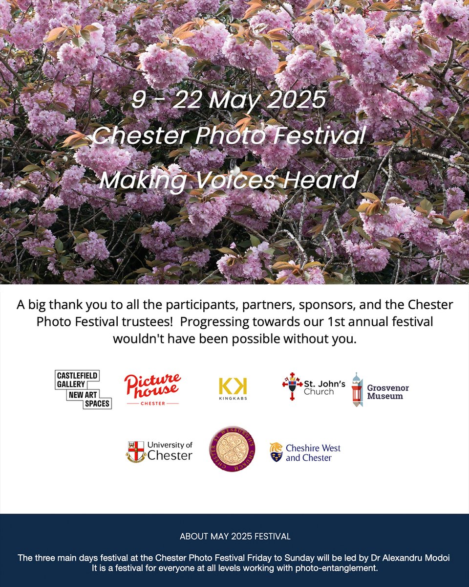 📢 Exciting News from the Chester Photo Festival! 📢
We are thrilled to announce the programme and the incredible lineup of participants for our 1st Edition! 🎉
#ChesterPhotoFestival #PhotographyFestival #ArtExhibition #Chester #Photography #DemocratisationOfArt