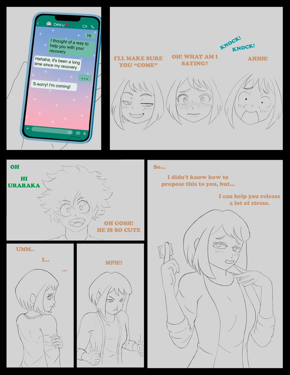 I enjoyed a lot drawing Uraraka so im making a hole comic just for her, the next post will be this page finished, I think it will be at least 3 pages so this month belongs to Ochako.