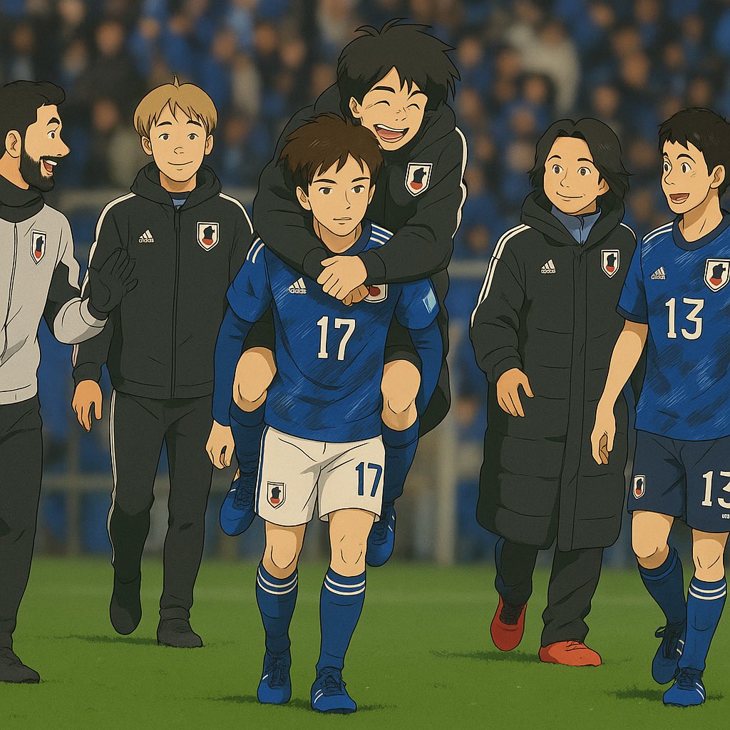 まずは鷺沼兄弟👬💗💗 #田中碧 #三笘薫 #鷺沼兄弟 #ジブリ風加工