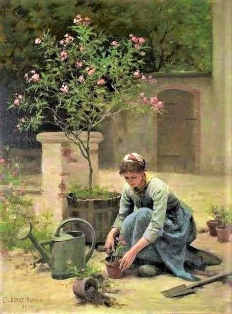 🎨#EdouardBernard 1847 1913 
 Potting Flowers 1891🐣⚘