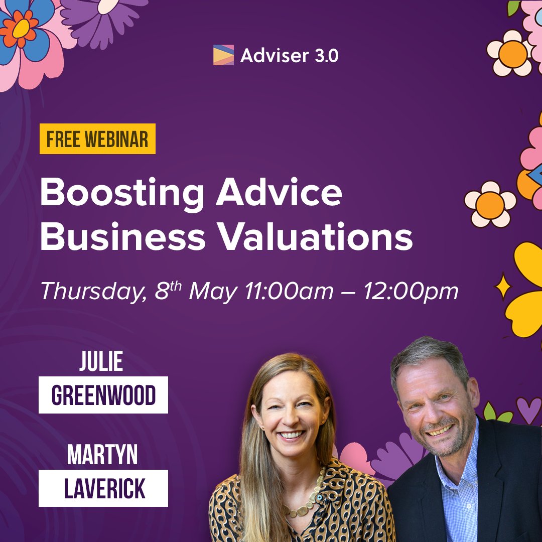 Adviser 3.0 (@adviser3point0) on Twitter photo Boosting Advice Business Valuations 💮
Unlock hidden value in your advice firm! Join us on May 8 at 11AM to learn how to cut hidden costs & maximize sale value with Julie Greenwood (<a href="/HiOctopusMoney/">Octopus Money</a>) & Martyn Laverick (<a href="/CatalystPntrs/">Catalyst Partners</a>).
Sign up now 👉 eu1.hubs.ly/H0hRXHX0 Boosting Advice Business Valuations 💮
Unlock hidden value in your advice firm! Join us on May 8 at 11AM to learn how to cut hidden costs & maximize sale value with Julie Greenwood (<a href="/HiOctopusMoney/">Octopus Money</a>) & Martyn Laverick (<a href="/CatalystPntrs/">Catalyst Partners</a>).
Sign up now 👉 eu1.hubs.ly/H0hRXHX0