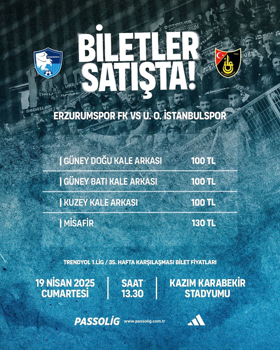 📌 Burası Erzurum! Biz istemediğimiz sürece kimse burada bizden bir şey alamaz! 👊

İstanbulspor maçı biletleri satışta! 

Haydi Erzurum, Haydi Dadaşlar! #HerkesMaça 

#ERZvİST