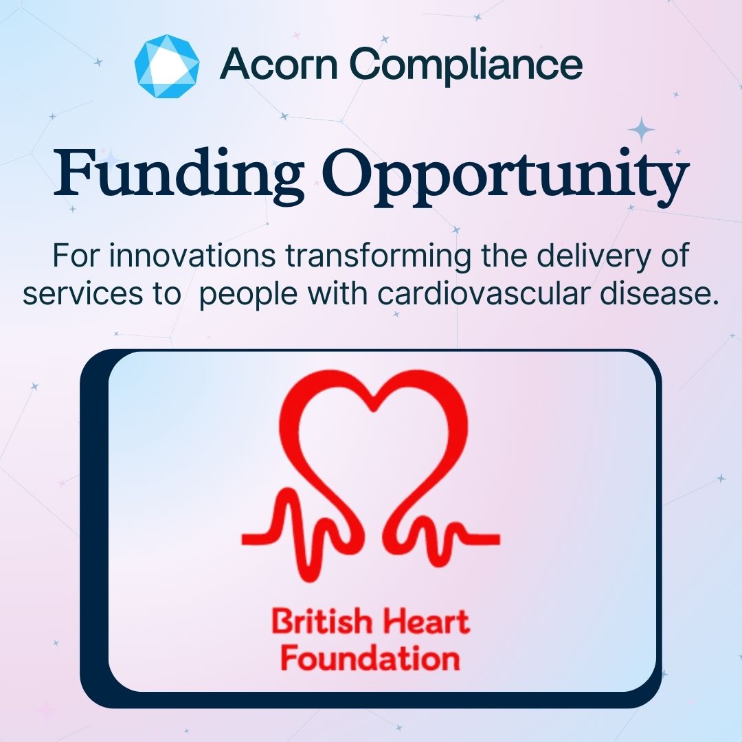 Acorn Compliance (@acorncompliance) on Twitter photo Are you an #innovator looking to improve the delivery of services for people with cardiovascular disease? The <a href="/TheBHF/">British Heart Foundation</a> Innovation Fund is accepting applications until the 28th April.
bhf.org.uk/for-profession…
#GrantOpportunity #healthtech Are you an #innovator looking to improve the delivery of services for people with cardiovascular disease? The <a href="/TheBHF/">British Heart Foundation</a> Innovation Fund is accepting applications until the 28th April.
bhf.org.uk/for-profession…
#GrantOpportunity #healthtech