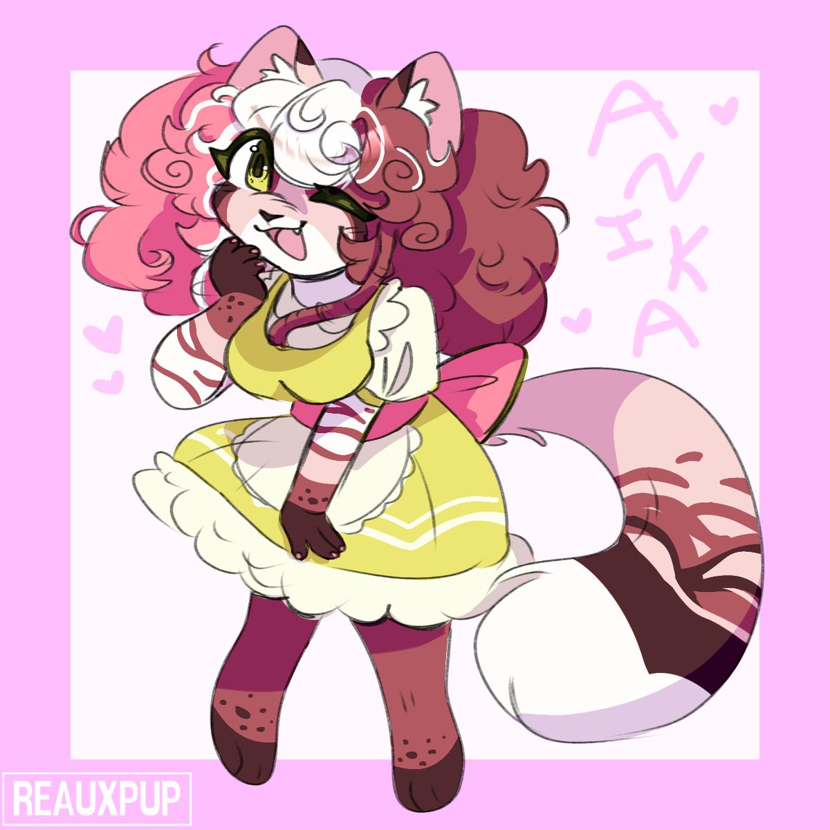 Here's a little chibi doodle of Anika with a new design 🩷🤍🤎