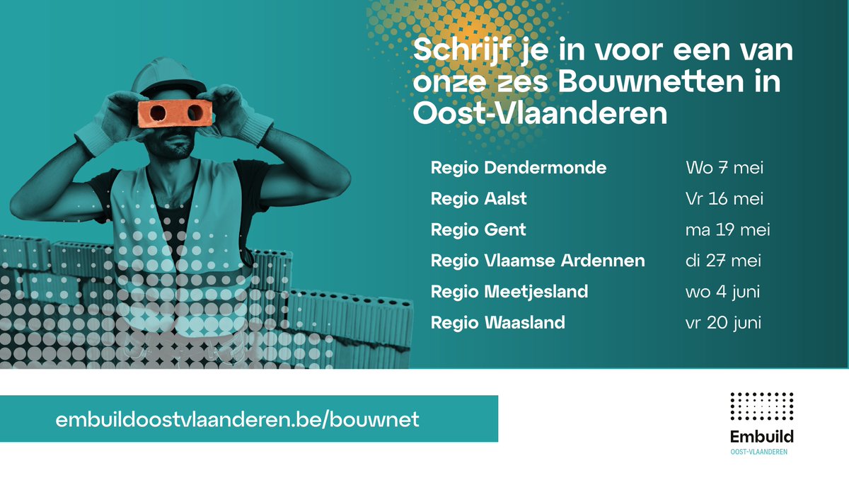 Wat wordt er de komende jaren gerealiseerd en hoe kijkt het nieuwe bestuur uit jouw regio naar bouw, energie, infrastructuur, renovatie, ruimtelijke ordening en waterbeleid?

💡 Kom het te weten op één van onze zes Bouwnetten in Oost-Vlaanderen!

🔗bit.ly/42q59Xf