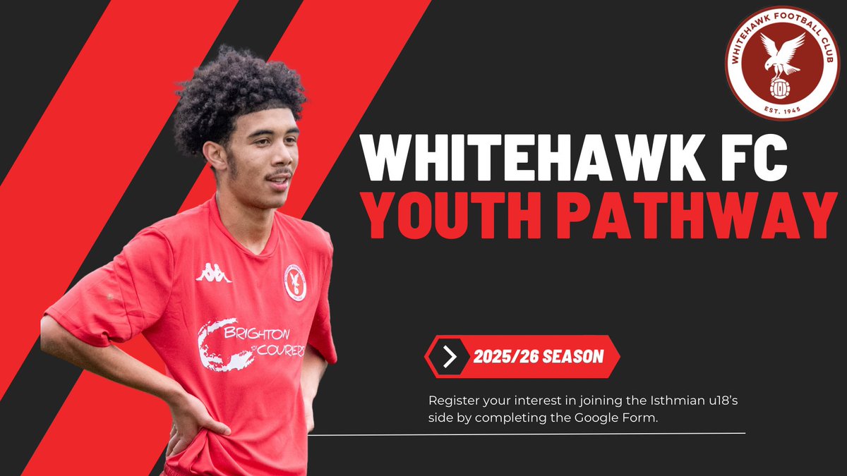 WHITEHAWK U18’s 2025/26 🦅

Register your interest in joining our Isthmian u18’s side by completing the Google form below. 

forms.gle/RddzhWhZRgsQdY…