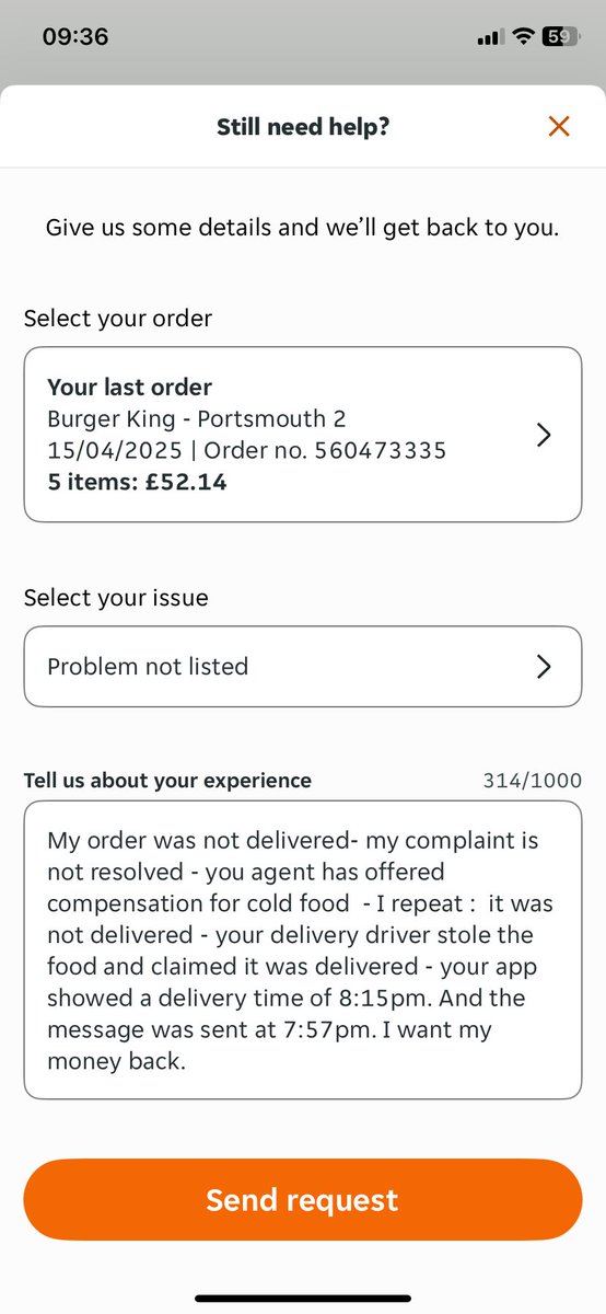 Compass_Master's tweet photo. @JustEatUK   Your customer agent has failed to understand my complaint- the food was not cold  - it was never delivered. Please resolve this complaint. I have messaged you again https://t.co/xezRH6l4Z3
