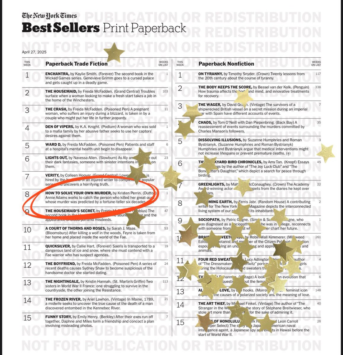 I am blown away! I keep checking and re-checking the NYT Bestsellers List to see that my book is actually there. I can’t believe we did it! A huge thank you, my lovely American readers, booksellers, librarians, and general book champions, your support made this happen! ❤️