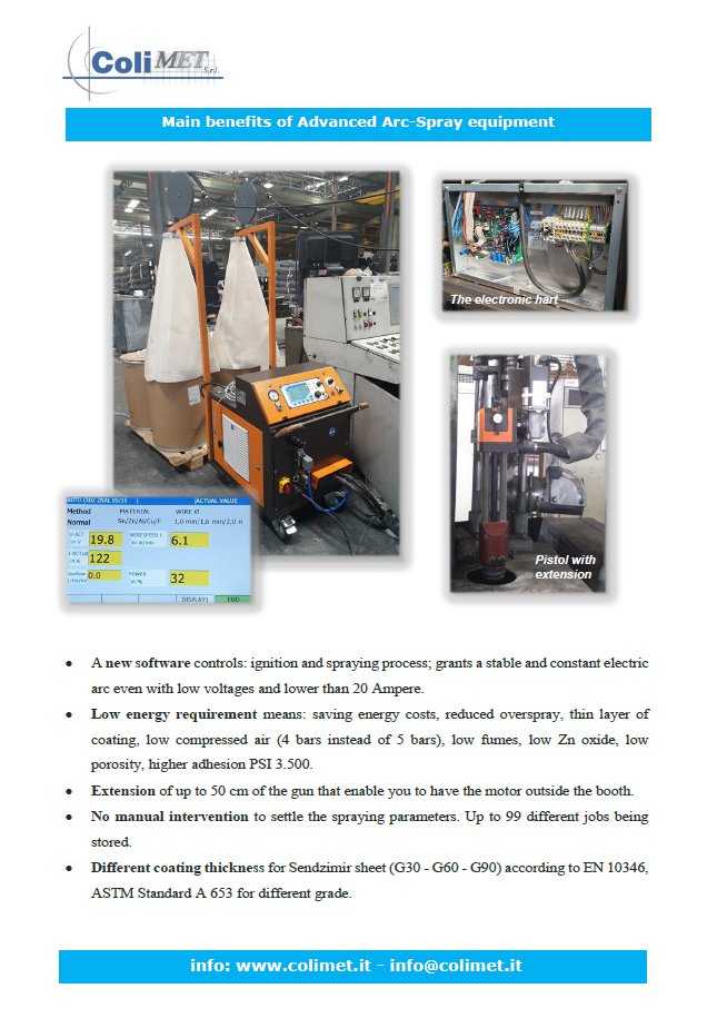 Colimetsrl's tweet photo. Brief technical note on the economic and technical benefits deriving from the ADVANCED generator of our Represented Company OSU-Hessler in the spraying of Zinc and Aluminum with the electric arc.
For more details:
https://t.co/24QJRSpkQr
info@colimet.it

#arcspray #metallization https://t.co/OQteRR5QMz