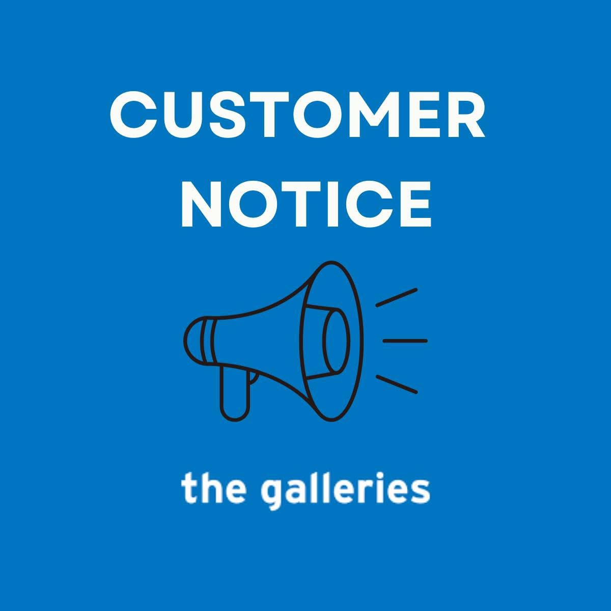 Please note that the Galleries car park will be closed all day on EASTER SUNDAY (20th April); there will be no access to the car park on this day.

The car park will reopen as normal from 06:30 the following day (Monday 21st April)