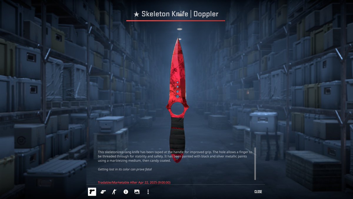 Selling this absolute beauty!

★ Skeleton Knife | Doppler RUBY - 0.009 

If interested shoot me a DM