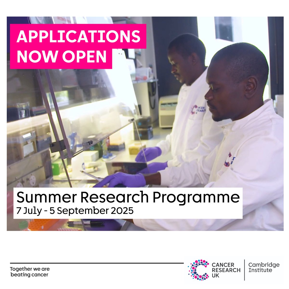 CRUK Cambridge Institute (@cruk_ci) on Twitter photo Applications are now open to join our Summer Research Programme!
📍 Live in <a href="/CorpusCambridge/">Corpus Christi</a>
🔍 Work in the lab
🚀 Start your research journey
Deadline: 21 April
cruk.cam.ac.uk/students/under… Applications are now open to join our Summer Research Programme!
📍 Live in <a href="/CorpusCambridge/">Corpus Christi</a>
🔍 Work in the lab
🚀 Start your research journey
Deadline: 21 April
cruk.cam.ac.uk/students/under…