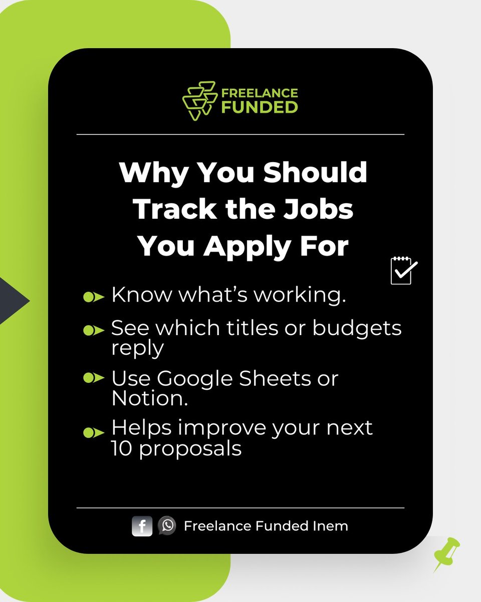 _inemesitetim's tweet image. If you’re not tracking the jobs you apply for, you’re missing out on what works.

Start now , it helps you send better proposals and get more replies.

#freelance
#FreelanceTips
 #JobHacks