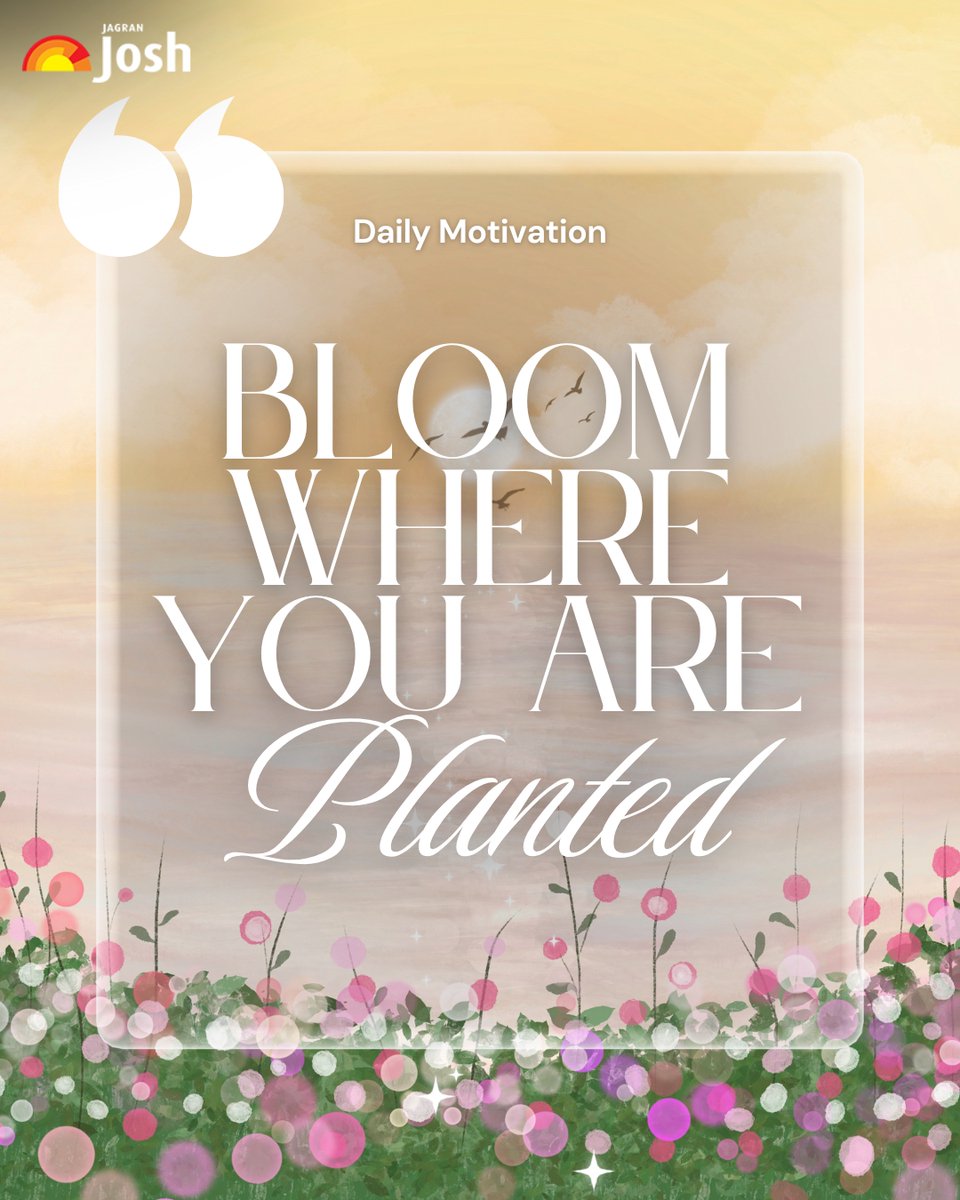 Jagranjosh's tweet image. No matter where life places you, grow with grace, shine with strength, and bloom with purpose. 🌸
Because it’s not about the place — it’s about your spirit.
Bloom where you are planted. 🌱✨

#BloomWhereYouArePlanted #GrowthMindset #StayRooted