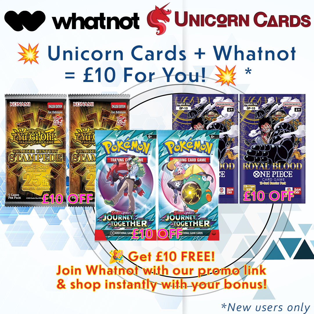 Unicorn Cards + Whatnot = 10 For You! Once again, Unicorn Cards have  partnered with Whatnot to bring NEW USERS a 10 discount, which you can  spend immediately after registration via our