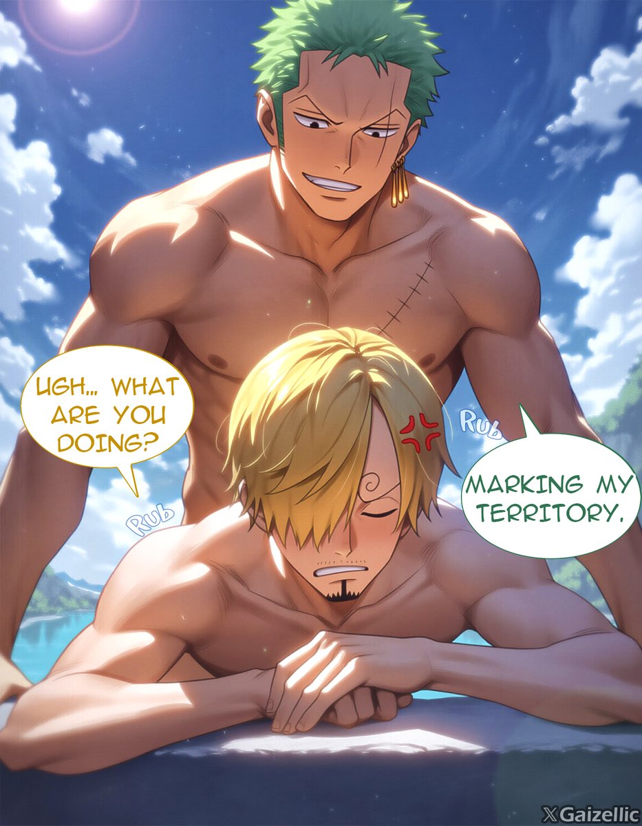 gaizellic's tweet photo. Moss-Head Was Here - #RoronoaZoro &amp; #VinsmokeSanji (Full version on 🇵) 😝 https://t.co/m2aMeFFQti