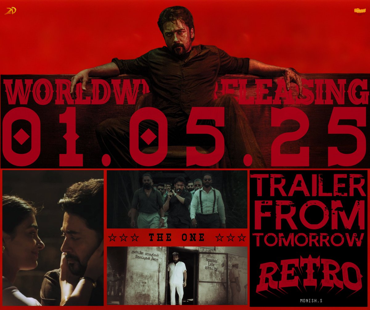 MonishRaghava10's tweet photo. Small and Simple Poster Work for #Retro 💥 Hope Everyone Like it ❤
#RetroFromMay1 #RetroTrailerFromTomorrow #TheOneFromMayOne #TheOne @2D_ENTPVTLTD @Suriya_offl @hegdepooja @karthiksubbaraj @Music_Santhosh @SuriyaFansClub @asfk_offl @BAF_Offl. https://t.co/b8FLTpxXKm